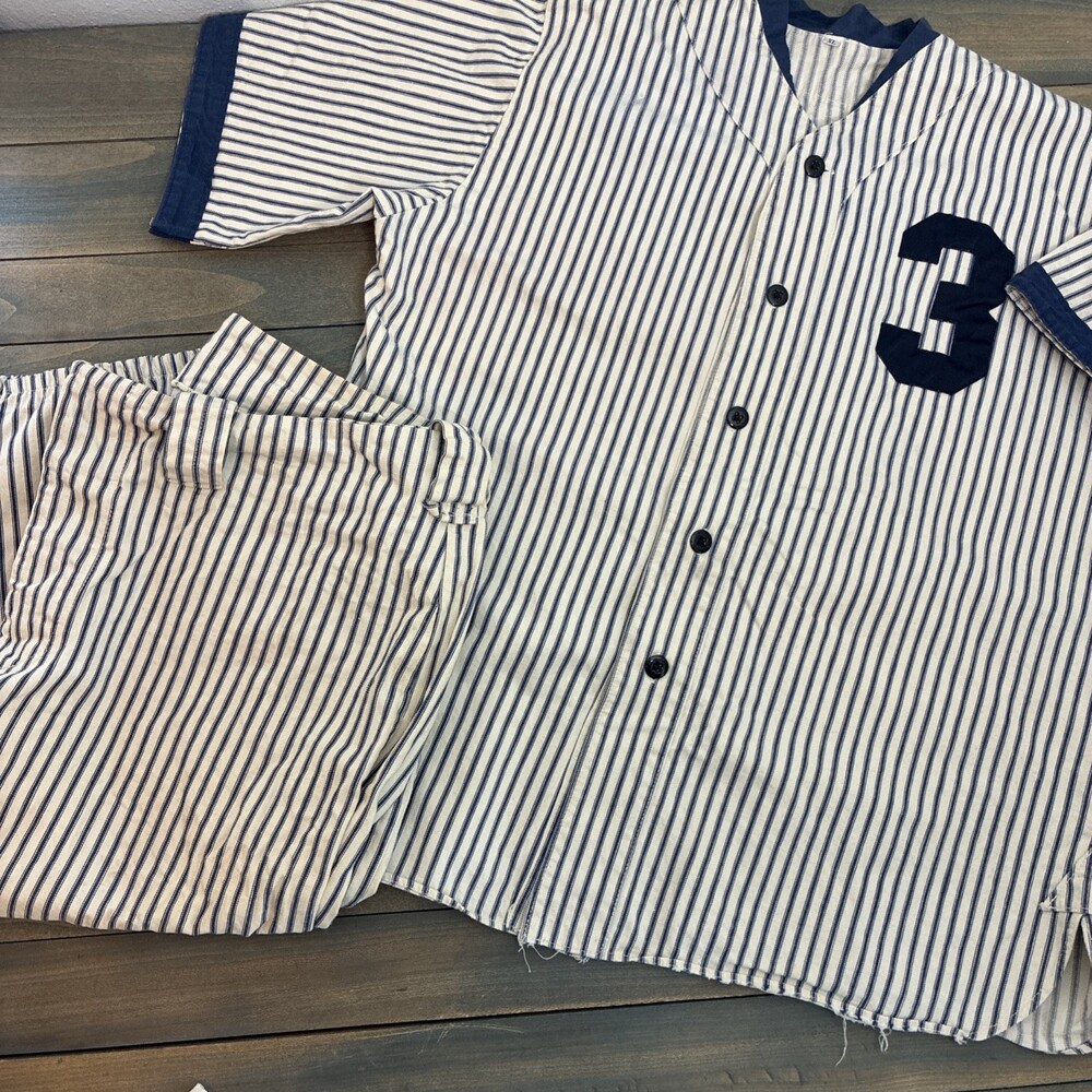 Retro NY Yankees Babe Ruth #3 Baseball Uniform Costume Jersey Pants Set(T9)
